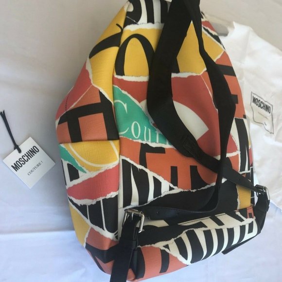 SOLD! Moschino MULTI-COLOR ECO-LEATHER XL BACKPACK FAUX - Picture 2 of 12
